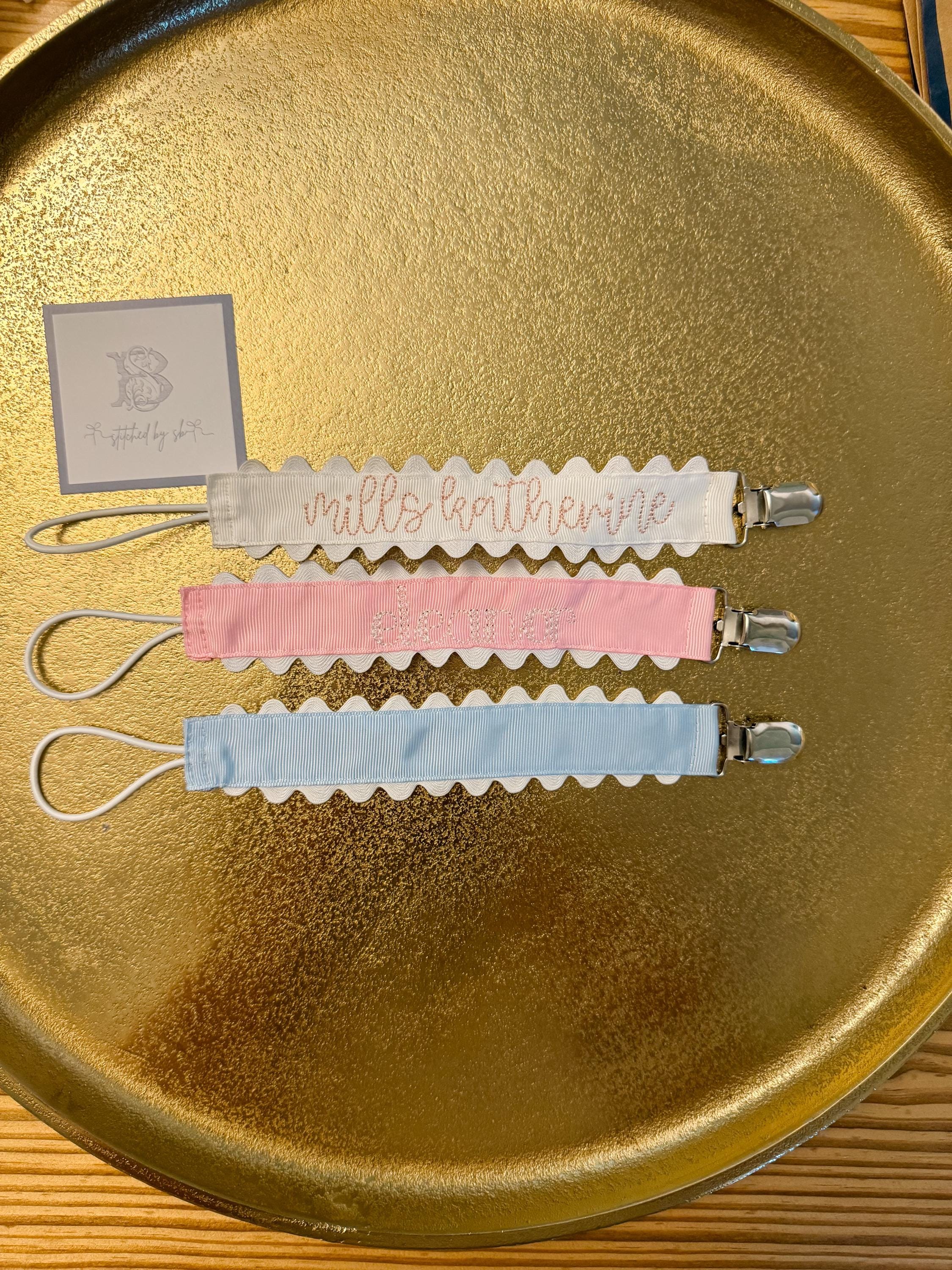 Monogrammed Pacifier Clip, Baby Shower Gift