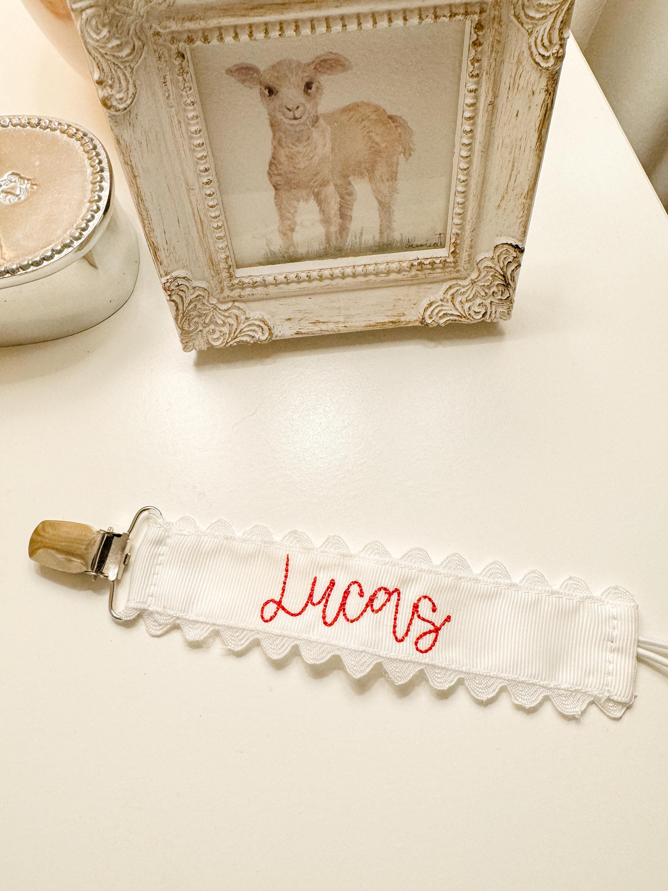 Monogrammed Pacifier Clip, Baby Shower Gift