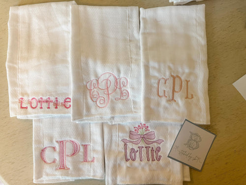 Custom Embroidered Burp Cloths