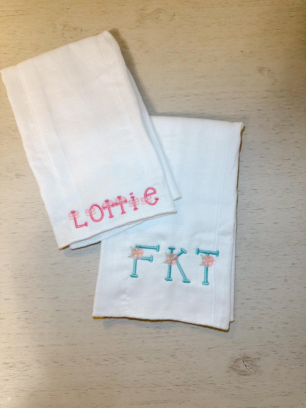 Custom Embroidered Burp Cloths