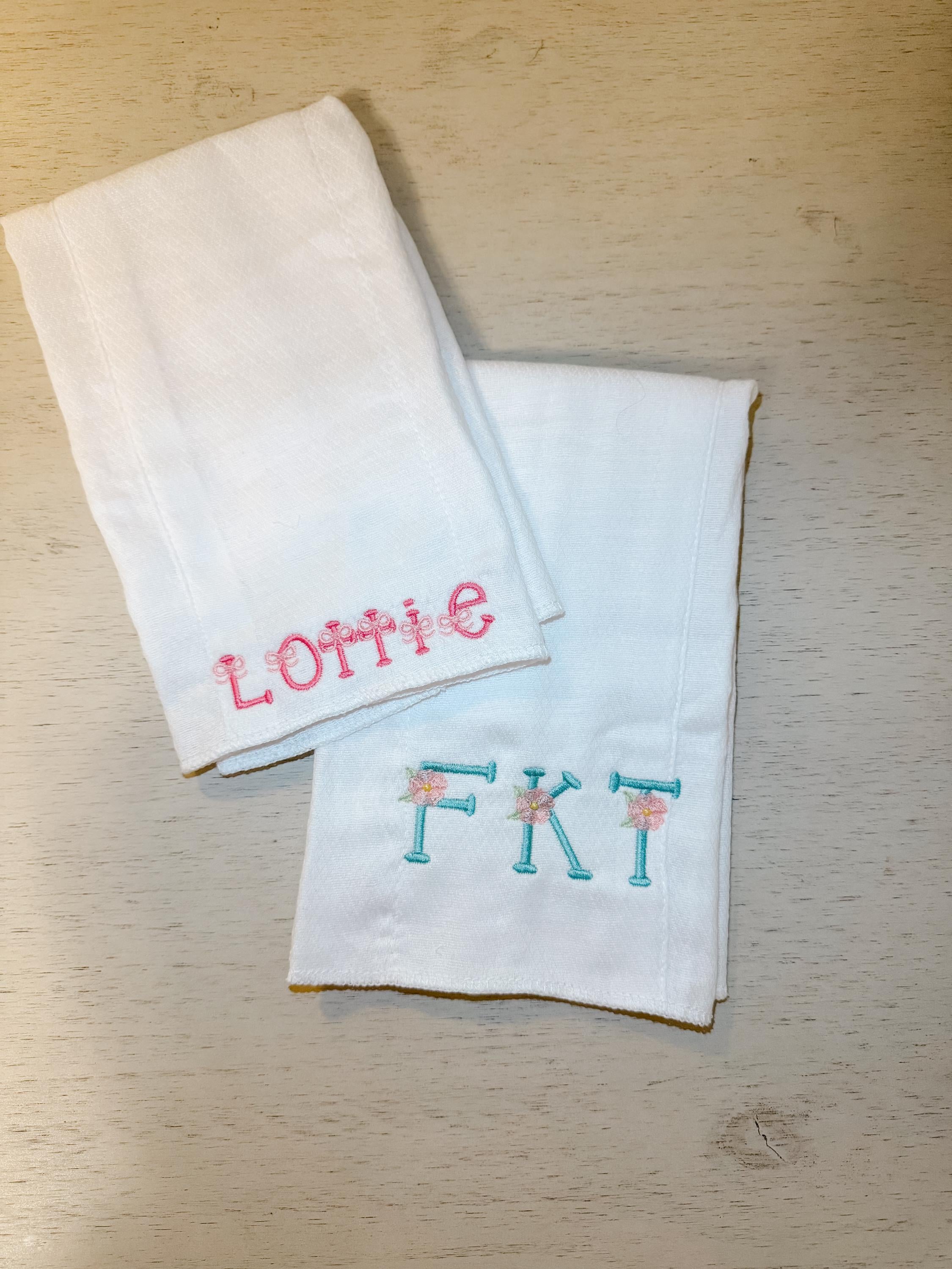 Custom Embroidered Burp Cloths