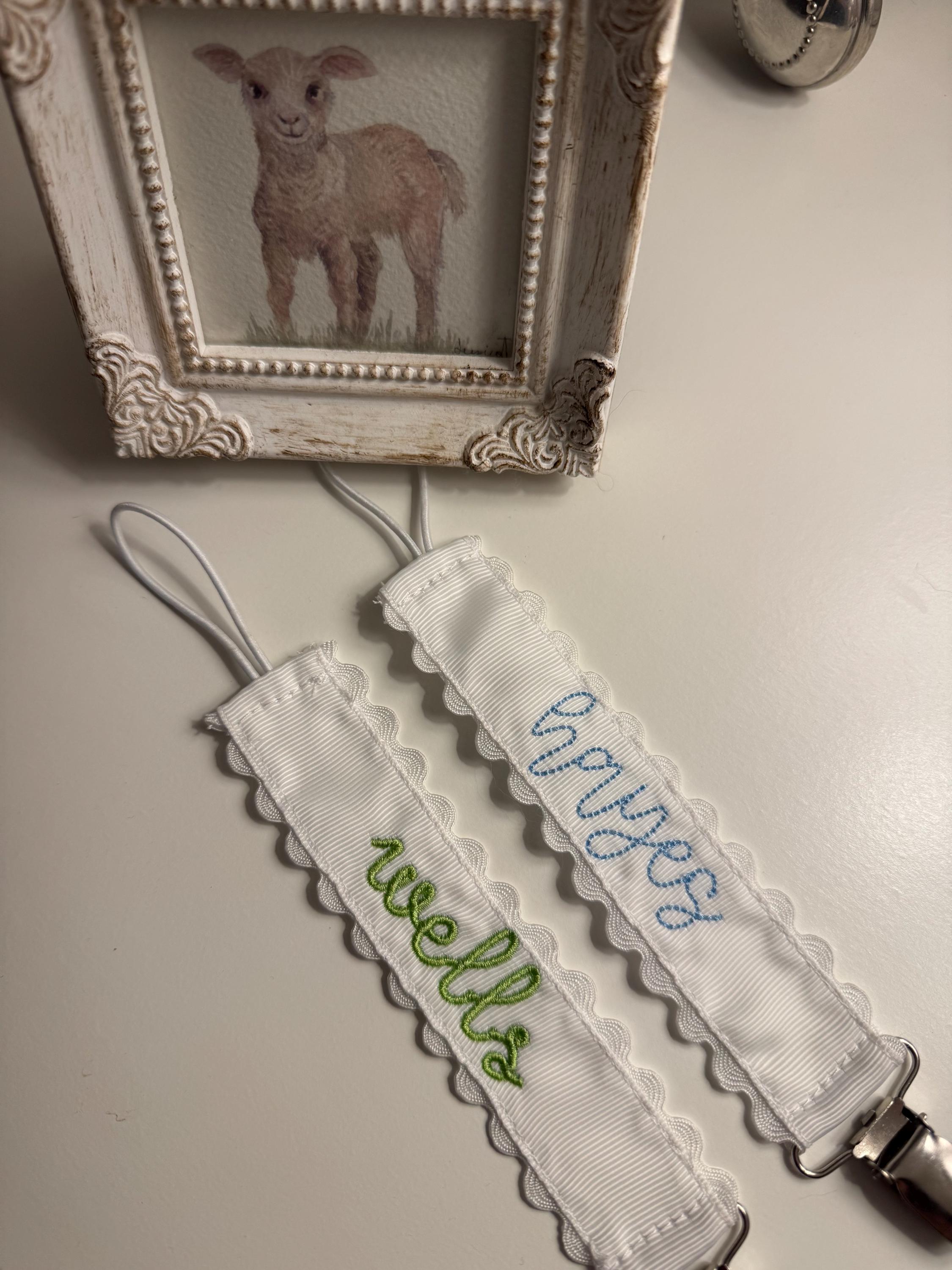 Monogrammed Pacifier Clip, Baby Shower Gift