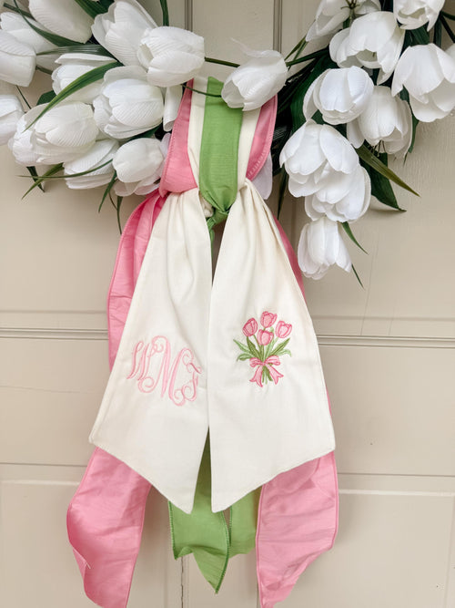 Custom Embroidered Wreath Sash